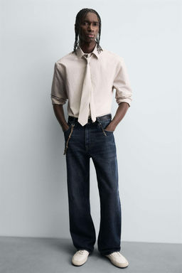 STRIPED SHIRT WITH CONTRAST TIE DETAIL