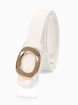 Ремень женский, гвоздик, золотистая пряжка, 2.3×106 см, белый