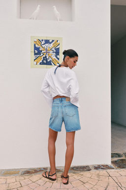 SHORTS Z1975 DENIM CINTURA CRUZADA / Azul medio - Zara фото 5