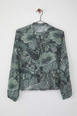 Haki-Cok Renkli Floral Desenli Astars?z Sifon Gomlek TWOAW26GO00057