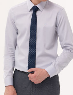 Gri Slim Fit Uzun Kollu Klasik G_mlek