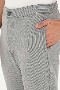 Erkek Slim Fit Gri Kanvas Pantolon