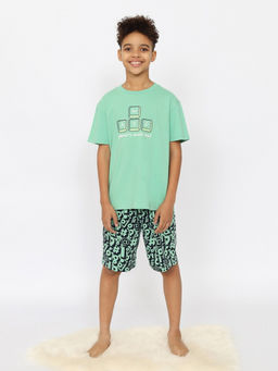 CRB wear/CSJB 50166-37 Пижама для мальчика (футболка, шорты),зеленый/Ex.Cherubino  фото 2