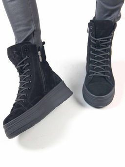 Ботинки 215.warmbl. черные замша/Шерсть