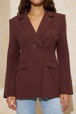 Koyu Kahverengi Kapama Detayl? Astarl? Vatkal? Blazer Ceket TWOSS26BC00012 - Trendyolmilla фото 6