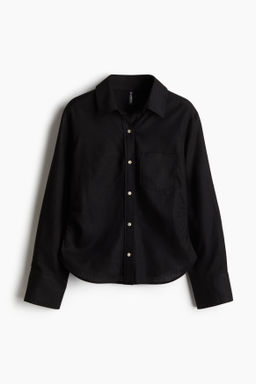 Camisa fruncida en mezcla de lino