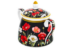Сахарница 450 мл 15*10*11,5 см Маки на черном + ложка NEW BONE CHINA - Elan gallery фото 12