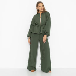 Брючный костюм для нескучного офиса, Серьезная леди (2 в 1, хаки) - Charutti фото 2