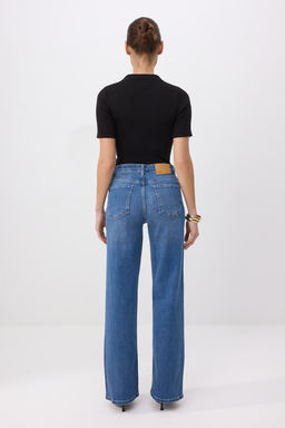Mavi Yuksek Bel Orta Esnek Straight Duz Kesim Jeans TWOSS26JE00147 - Trendyolmilla фото 17