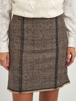 юбка бежевая в клетку длины миди - Glenfield фото 4