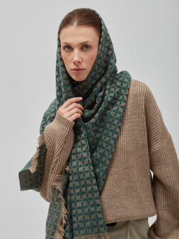 В составе шерсть и кашемир! теплый двусторонний палантин - Tantino фото 10