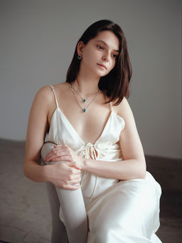 Набор 2 предмета: серьги, колье Жаклин дуэт, капля, цвет бело-изумрудный в серебре, 45 см