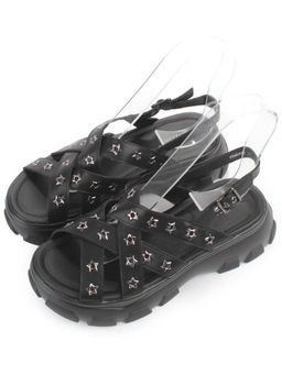 08-PEAG47-2 BLACK Босоножки женские (натуральная кожа)