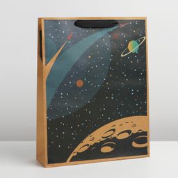 Пакет крафтовый вертикальный Космос, L 31 40 11,5 см