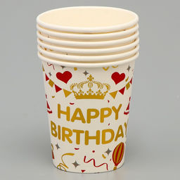 Стаканы бумажные С Днём рождения!, 6 шт, цвет белый - Страна карнавалия фото 2