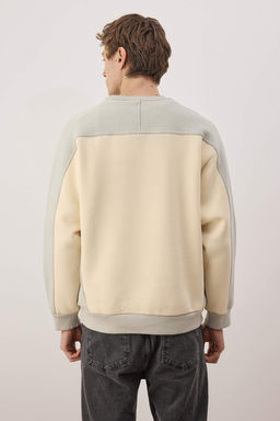 Gri-Ekru Un?sex Yeni Oversize/Genis Kesim Yaz? Nak?sl? Kal?n Ici Polarl? Sweatshirt TMNAW26SW00023 - Trendyolmilla фото 4