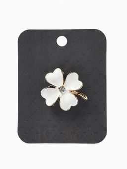 Брошь «Клевер» матовая, цвет белый в золоте