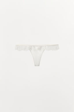 TANGA SEDA ENCAJE / Crudo claro - Zara фото 7