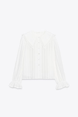 LACE TRIM PETER PAN COLLAR SHIRT - Zara фото 4