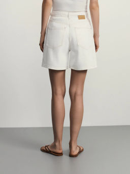 Джинсовые шорты А-силуэта с поясом / Zarina  фото 5