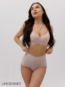 Бесшовные трусы слипы с высокой посадкой Lingeamo пудровый ВР-05 (102)  фото 5