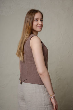 100% ЛЁН стильный жилет полуприлегающий