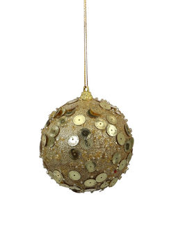 Цена за 3 шт. Ёлочный шар новогодний d=8 см Карнавал чары, золото - Зимнее волшебство фото 2