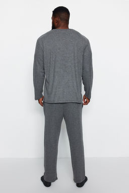 TRENDYOL MAN Fume Regular Fit Orme Buyuk Beden Pijama Tak?m? TMNAW24AI00002 - Trendyolmilla фото 3