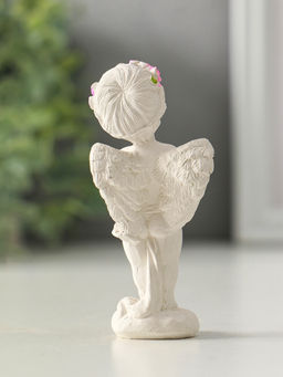 Фигурка гипс Ангел с сердцем стоит, 8 см, белый