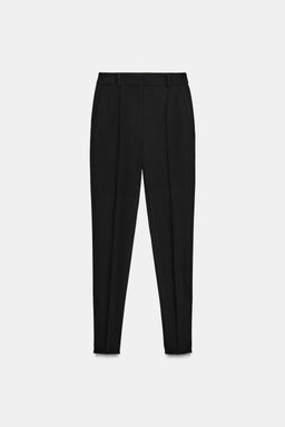 HIGH-WAIST SLIM FIT TROUSERS WITH ZIPPED HEM