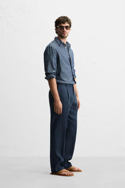 100% LINEN PLEATED TROUSERS - Zara фото 25