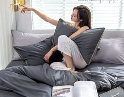 КПБ Mency однотонный с вышивкой MENO002 1.5 спальный