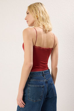TRENDYOLMILLA Siyah Dantel Detayl? Fitted/Vucuda Oturan Alttan C?tc?tl? Esnek Orme Body TWOSS25BD00008  фото 5