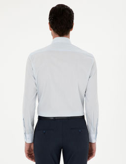 Голубая классическая хлопковая рубашка приталенного кроя - Cacharel фото 5