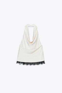 SATIN HALTER TOP WITH LACE - Zara фото 12