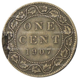 Монета 1 цент 1907 года Канада
