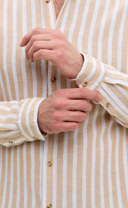 Рубашка д/р лен F611-0483 beige stripes - Fine joyce фото 6