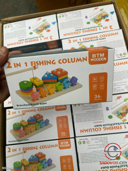 Развивающая игрушка 2 в 1 деревянная (рыбалка + сортер)