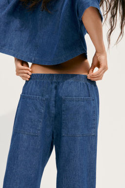 TRF DENIM PYJAMA TROUSERS - Zara фото 5