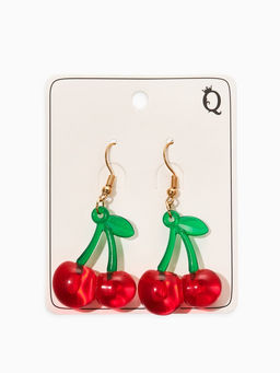 Цена за 2 шт. Серьги пластик "Вишня", на петельке. цветные в золоте