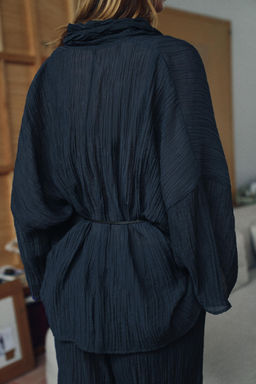 CHAQUETA SEMITRANSPARENTE EFECTO ARRUGADO / Marino - Zara фото 4