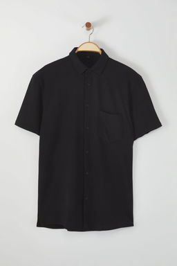TRENDYOL MAN Siyah Regular Fit Dusuk Omuz Esnek Rahat Dokulu Orme Kumas Gomlek TMNSS25GO00013 - Trendyolmilla фото 2