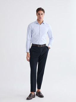 Slim Fit ?izgili Gabardin Erkek G?mlek