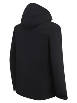 Ветровка мужская софтшелл виндстоппер с капюшоном спортивная черного цвета 9615_1Ch