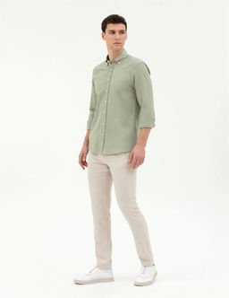 Bej Slim Fit Kanvas Pantolon