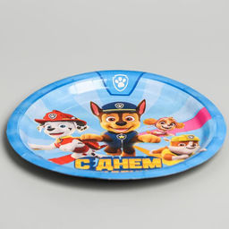 Цена за 10 шт. Тарелка бумажная одноразовая «С Днем Рождения!», 18 см, Щенячий патруль