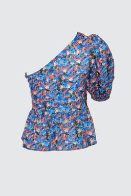 Mavi Tek Kollu Cicekli Dokuma Bluz TWOSS20BZ1237 - Trendyolmilla фото 8