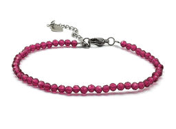 Браслет из циркона шарик гр.3мм, цв.розовый, 17см