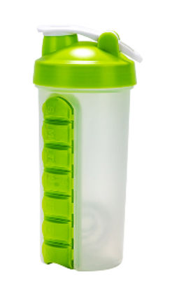 Бутылка/Шейкер JUST SHSC-600 с таблетницей, зелёный, для спортивного питания 600ML/уп60