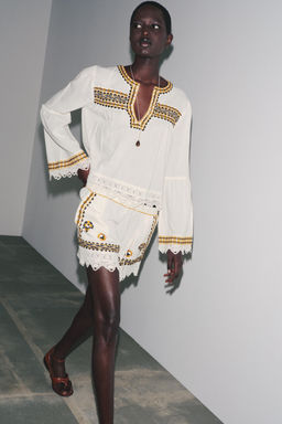 ZW COLLECTION EMBROIDERED SHORTS - Zara фото 5